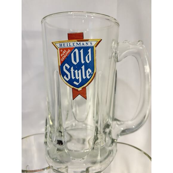 Vintage Heileman's Old Style Heavy Glass Beer Tavern Mugs Set Of 3 5 3/4" Tall - Picture 3 of 7